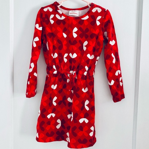 Hanna Andersson Dress Graphic Print Bold Flower Floral, Size 110cm, US 5, Red - Picture 1 of 5